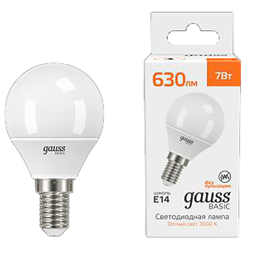 Лампа LED-M G45 7W 630lm 3000K арт.Nd-00022854 Брестский ЭЗ Беларусь Gauss