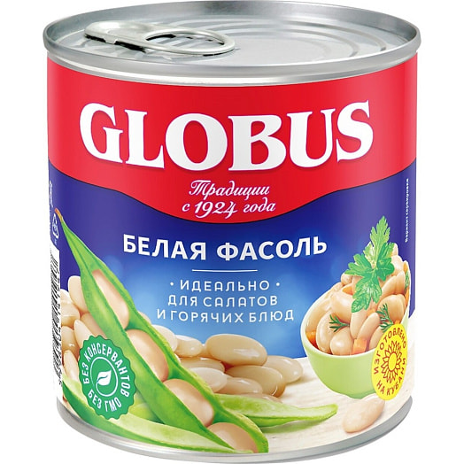 Фасоль белая ТМ Глобус 400г ж/б Глобус Россия