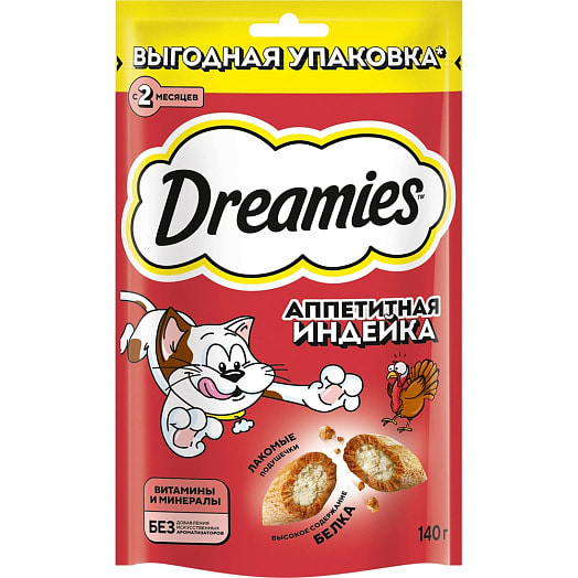 Лакомство Dreamies Индейка для взр кошек 140г ООО Марс Россия Dreamies
