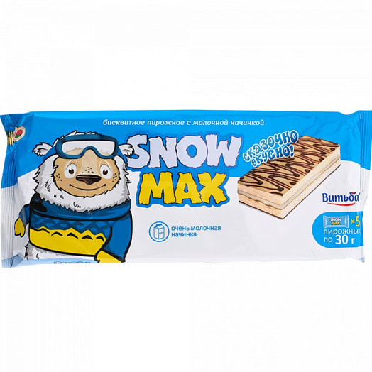 Бисквитное пирожное Snow Max с молочной начинкой декорир. 150г ГП КФ Витьба Беларусь Витьба