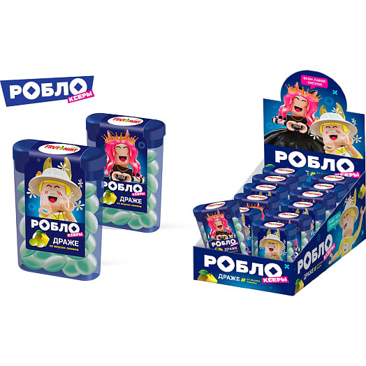 Драже со вкусом лимона Frutomint Роблоксеры Женяша, Коржик 14г Турция