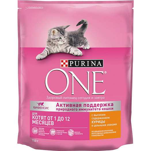 Корм Purina ONE 750г курица, злаки для котят сухой Purina Россия