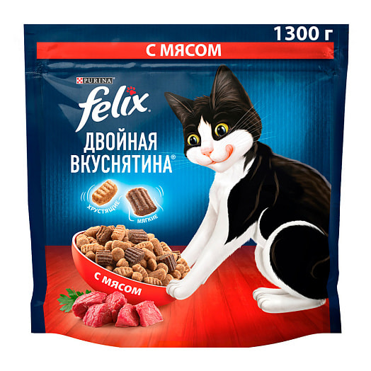 Сухой корм Феликс Двойная Вкуснятина Мясо 1.3кг Россия