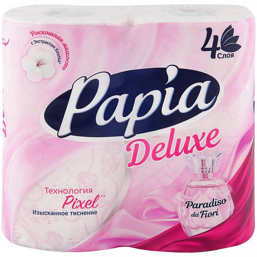 Бумага туалетная Papia белая 4-слойная 4рул Hayat Россия Papia