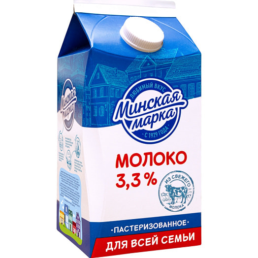 Молоко 3.3% 1.5л тетро-пак питьевое пастеризованное Беларусь