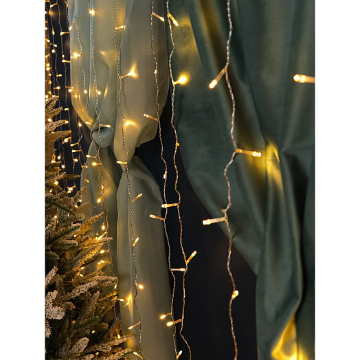 Гирлянда-занавес (1,8х1,4м, прозрачная нить, 108 ламп, т/белый свет, 8реж) арт.ГЗ-0012 Китай