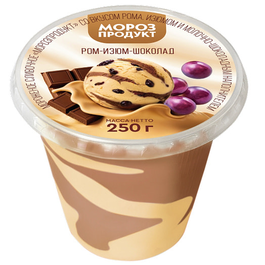 Мороженое сливочное ром, изюм, молочный шоколад 250г СООО Морозпродукт Беларусь Морозпродукт