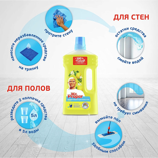 Моющая жидкость для полов и стен Mr proper 500мл Лимон Procter & Gamble Россия