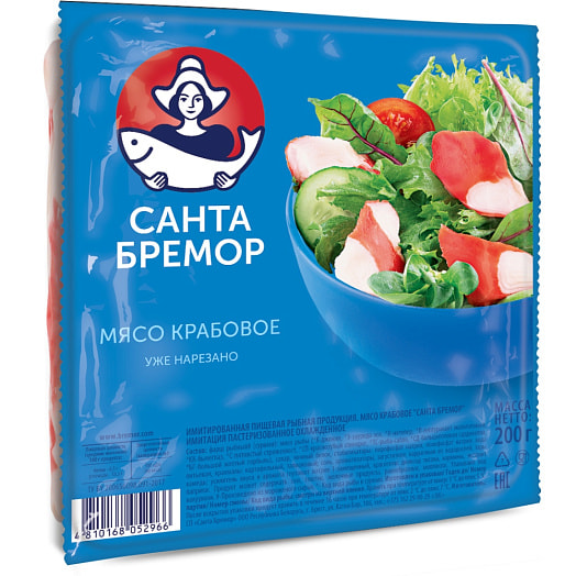 Мясо крабовое Классическое 200г охл. СП СантаИмпекс Брест ООО Беларусь Санта Бремор