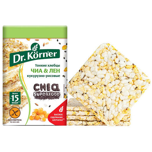 Хлебцы Хлебцы Dr.Korner 100г с чиа и семенем льна Россия