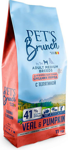 Корм сухой Pets Brunch Телятина для собак средних пород 11кг ПЭТС ФУД Беларусь Pets Brunch