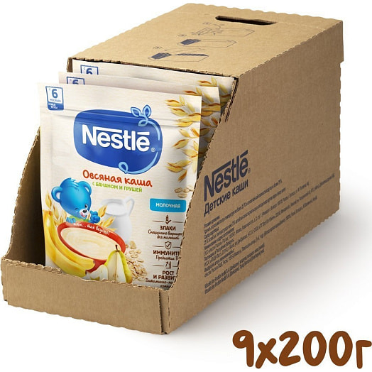 Каша овсяная с грушей и бананом для дет/пит. 200г с 6мес сухая молочная ООО Нестле Россия Россия