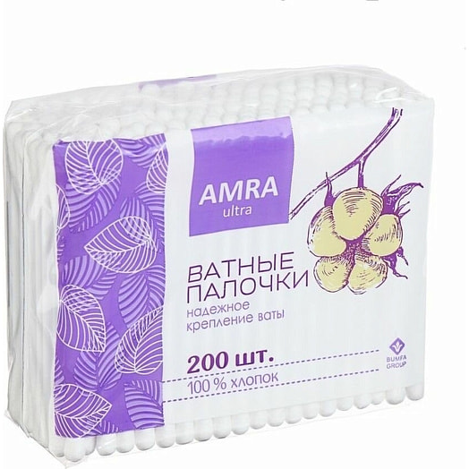 Ватные палочки 200 штук ООО Бумфа Групп Россия AMRA