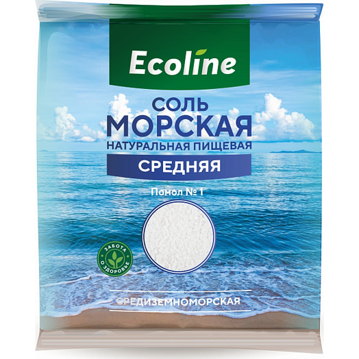 Соль Ecoline 1кг пакет морская средняя Эколайн Турция