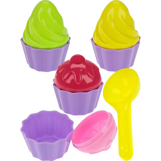 Песочный набор Маленький кондитер (лопатка, 8 формочек в сетке) арт.ИК0499 Китай