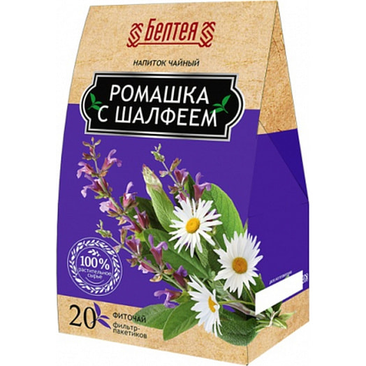 Напиток чайный Белтея 20г фиточай ромашка с шалфеем Беларусь