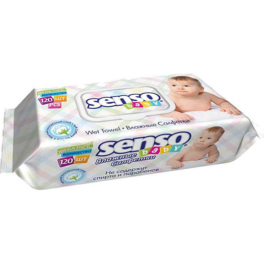 Влажные салфетки Sensоbaby (с клапаном 120шт.) БелЭмса Беларусь