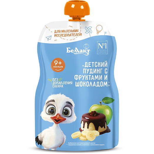 Пюре из бананов,груш и яблок со сливками и какао 90г дой-пак для д/п ООО Беллакт-столица Беларусь