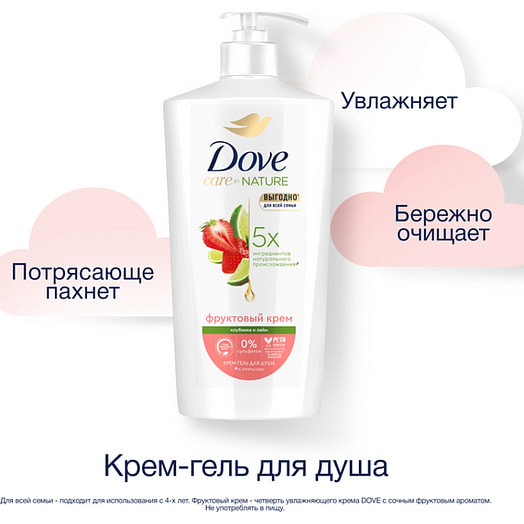 Крем-гель для душа для всей семьи 610мл клубника и лайм Unilever Россия dove
