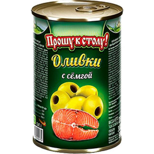 Оливки Прошу к столу! с семгой 280г ж/б Испания