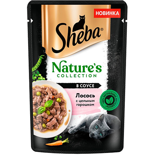 Корм для взрослых кошек 75г пауч с лососем и горохом Марс Россия Sheba