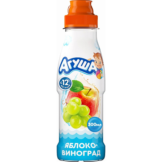 Напиток сокосодержащий Агуша 300мл ПЭТ из яблок и винограда Россия