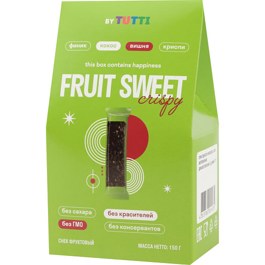 Снек фруктовый финик, кокос, вишня, возд рис 150г ООО ЭКО-СВИТ Беларусь Fruit Sweet