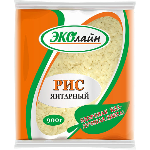 Рис Янтарный 1 сорт 900г длиннозерный пропаренный ОДО ЭколайнГрупп Индия