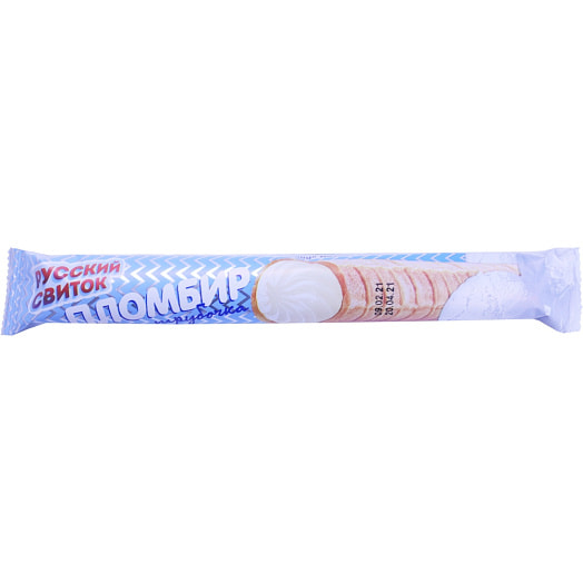 Трубочка вафельная 65г флоу-пак Пломбир Русский свиток ООО Россия Симона