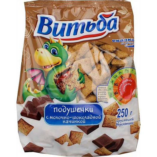 Подушечки Витьба 350г с молочно-шоколадной начинкой Беларусь