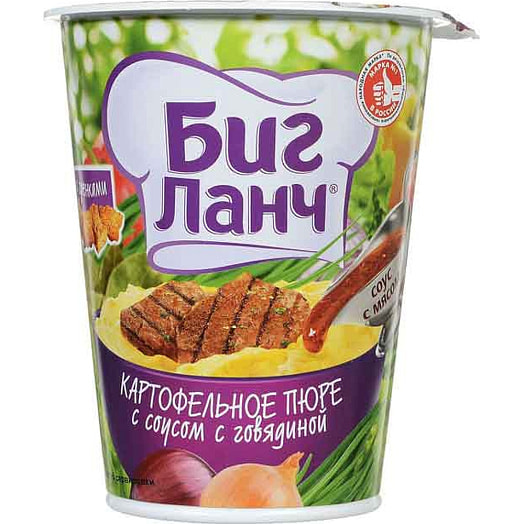 Картофельное пюре Биг Ланч 50г с соусом и говядиной Бизнес Ланч Россия
