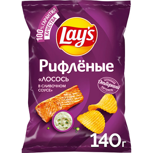 Чипсы Lays Мега 140г рифленые со вкусом лосось ООО ПепсиКо Холдингс Россия Lays