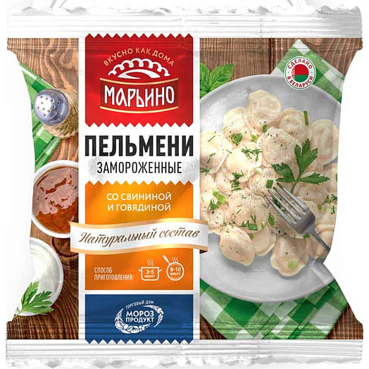 Пельмени Марьино 400г со свининой и говядиной Морозпродукт Беларусь