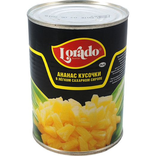 Ананас Lorado кусочками в легком сахарном сиропе 565г ж/б Тайланд
