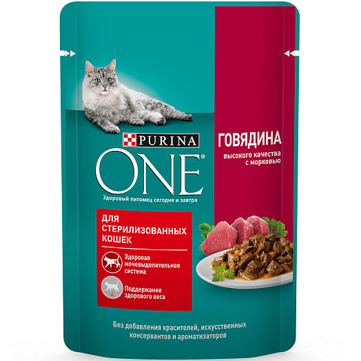 Корм 75г для стерил. с говядиной и морковью ООО Нестле Россия Россия Purina ONE