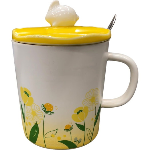 Кружка с ложкой и крышкой 420мл, 12х9,5х12,2см арт.MUG-458 Маркет Юнион Ко., Лтд. Китай Мон Ами