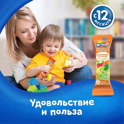 Фруктовый батончик Яблоко-клубника-злаки 15г для дет/пит с 12мес ООО ПК Фарм-про Россия