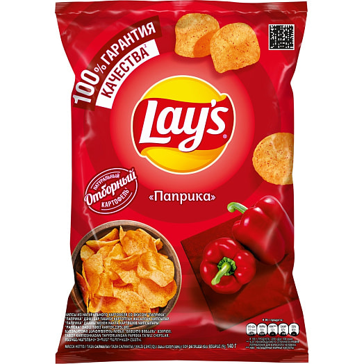 Чипсы картофельные Lays 140г Паприка Россия Lays