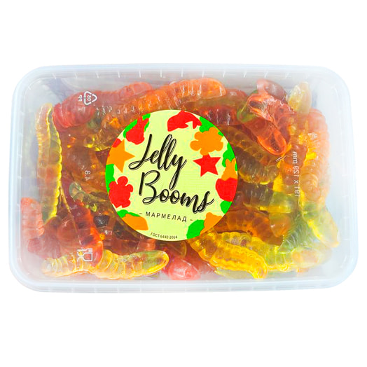 Мармелад Jelly booms (черви) вкус клубники,лимона,апельсина,ананаса ООО Сладкий мир Россия