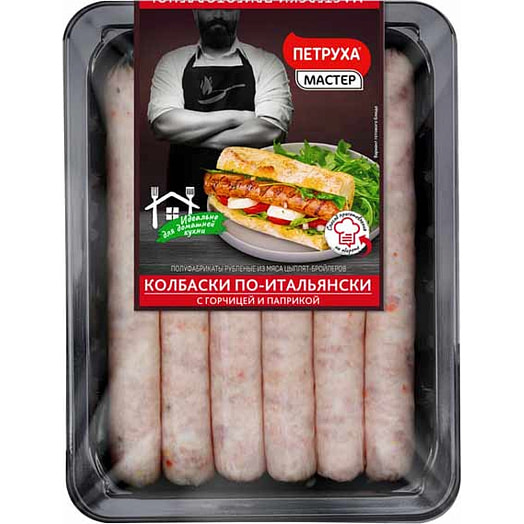П/ф из мяса цыплят-бройлеров Колбаски По-Итальянски 600г лоток рубленые охл. Беларусь