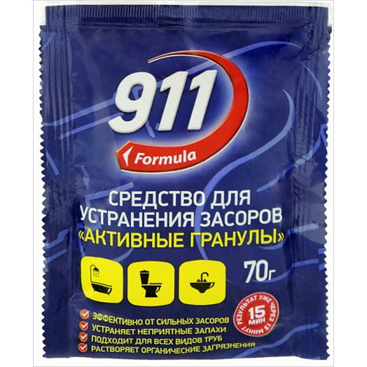 Средство для устранения засоров 911 70г Активные гранулы саше Беларусь