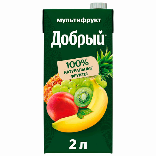 Нектар Добрый из смеси фруктов Мультифрут 2л АО Мултон Россия Добрый