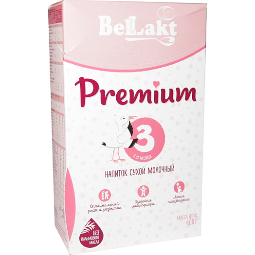 Напиток сухой молочный для питания детей раннего возраста обогащенный BELLAKT PREMIUM 3, в картонной пачке 400г Беларусь