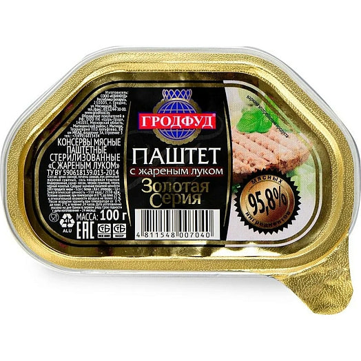 Паштет Гродфуд 100г с жареным луком Беларусь