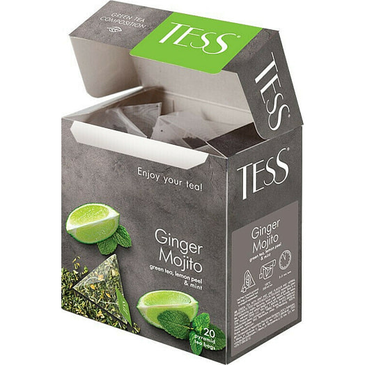 Чай Tess 36г Ginger Mojito зелёный (20*1.8г) Россия