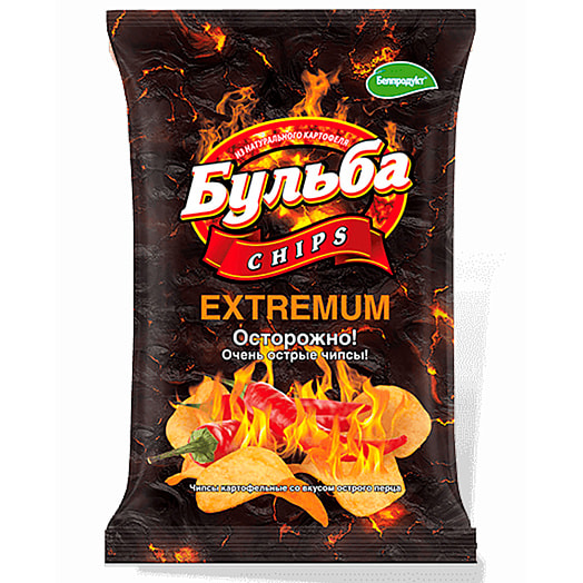 Чипсы картофельные Бульба chips EXTREMUM 75г со вкусом острого перца из сырого картофеля ООО Белпродукт Беларусь