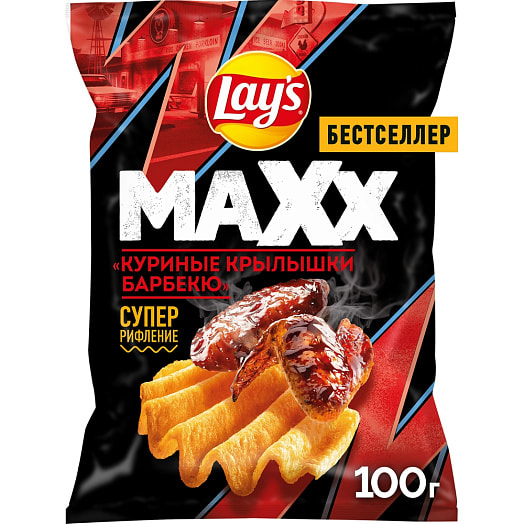 Чипсы Lays Maxx Куриные крылышки барбекю 100г ООО Фрито Лей Мануфактуринг Россия Lays