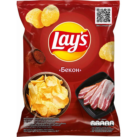 Чипсы Lays 70г со вкусом бекона ООО ПепсиКо Холдингс Россия Lays