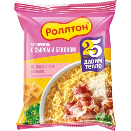 Вермишель б/п Роллтон сыр-бекон 60г Россия