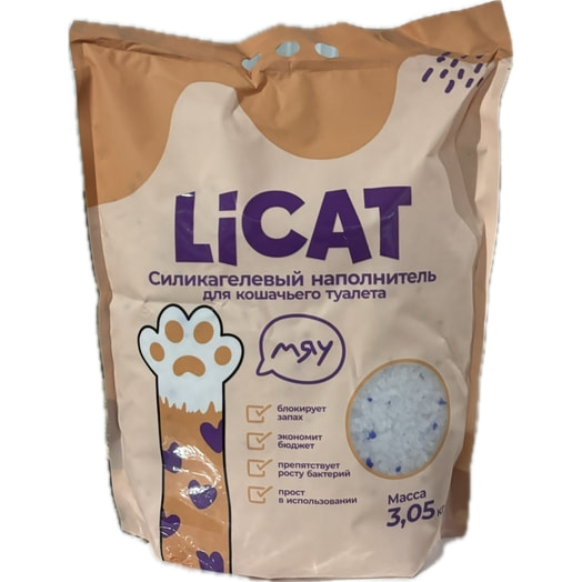 Наполнитель силикагелевый для кошачьего туалета LiCat 3.05кг CHEMTECK INDUSTRIAL CO., LTD Китай